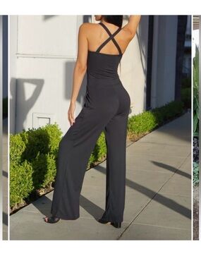 Off white Wide-Leg Jumpsuit with Cross-Back Straps